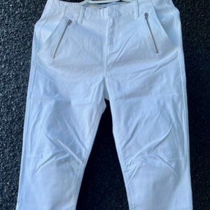 Forever 21 Skinny White Pants With Zipper Detail